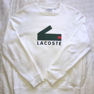 Men’s White Lacoste Pullover crewneck sweater